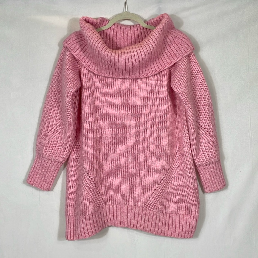Anthropologie Pilcro Sweater Pink Size M Chunky Cowl Neck Warm EUC